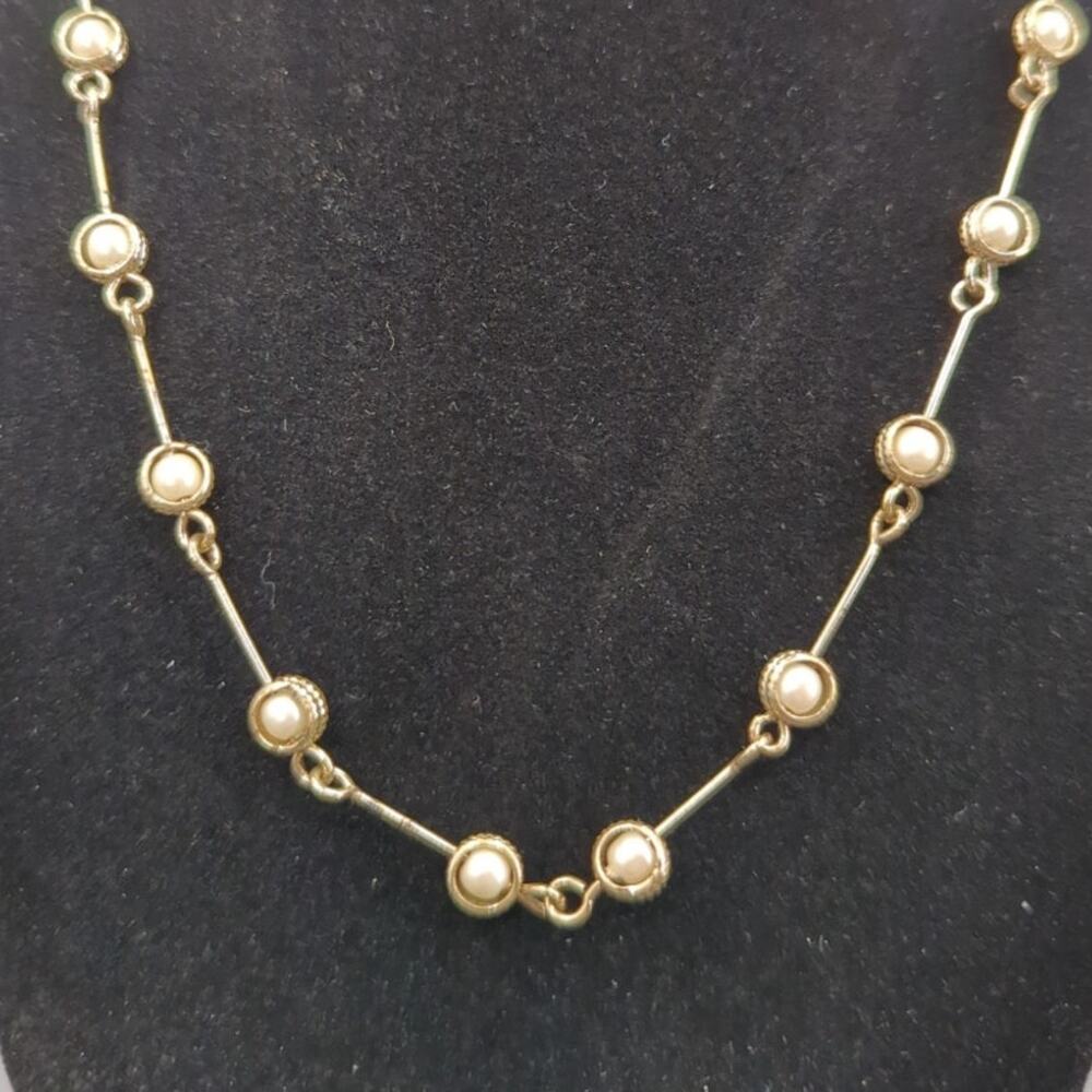 Vintage Fashion Necklace faux pearl encased Marked CH Crazy Horse Liz Claiborne
